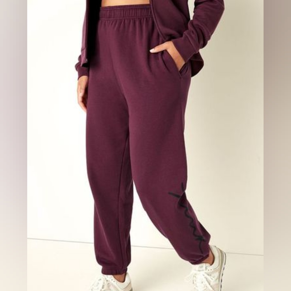 Pink Fleece Baggy Campus Sweatpants